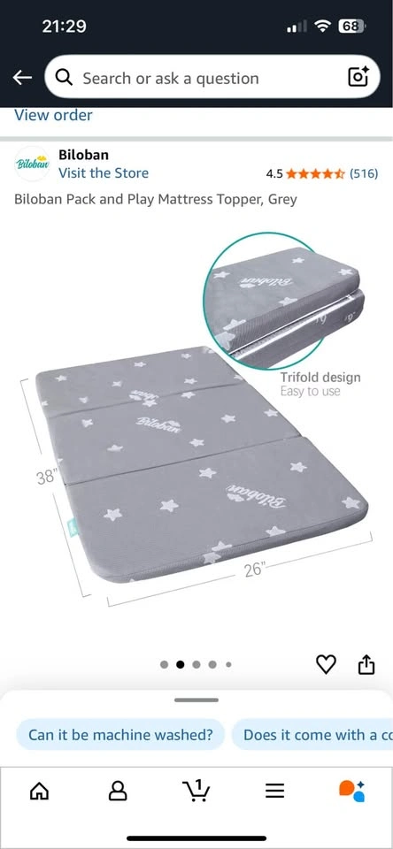 Biloban Trifold Pack N Play Mattress Topper 38" x 26" - photo 5