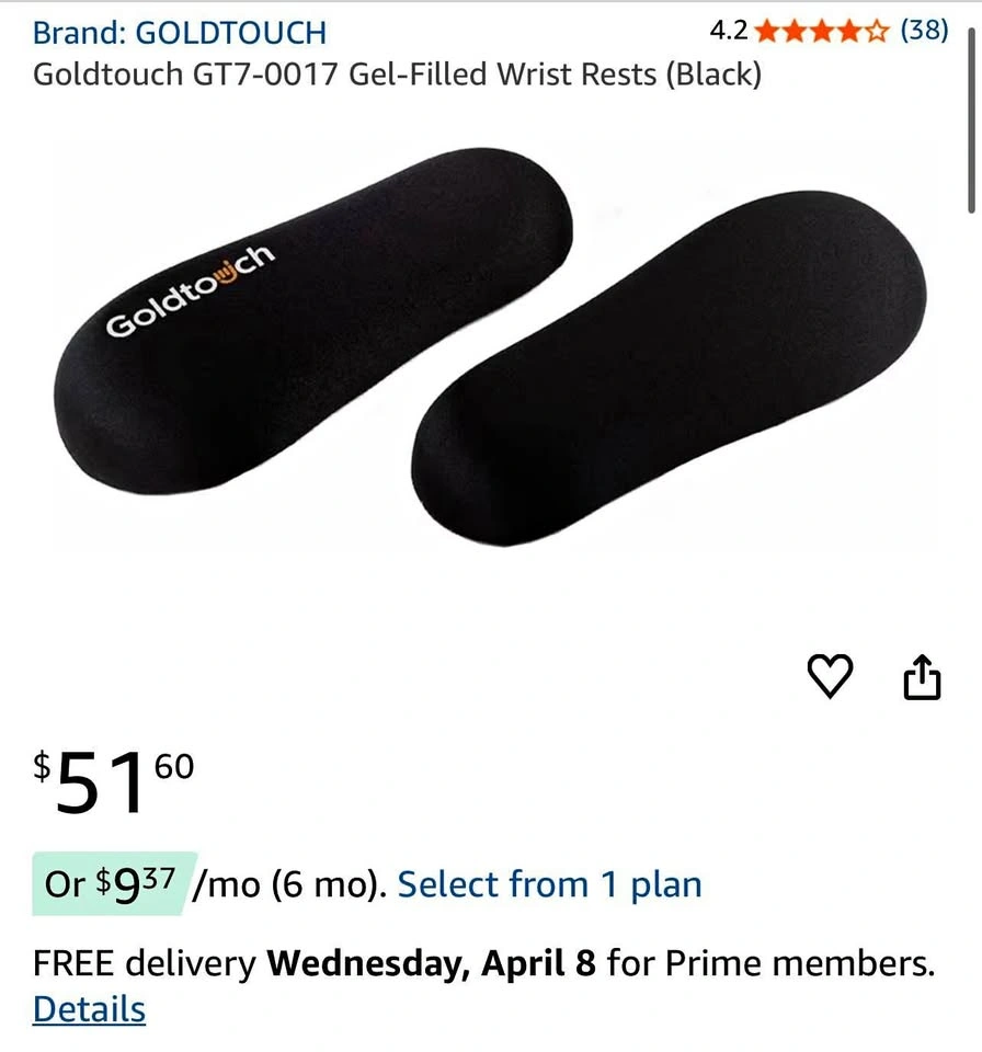 Goldtouch GT7-0017 Gel Wrist Rests (Black)