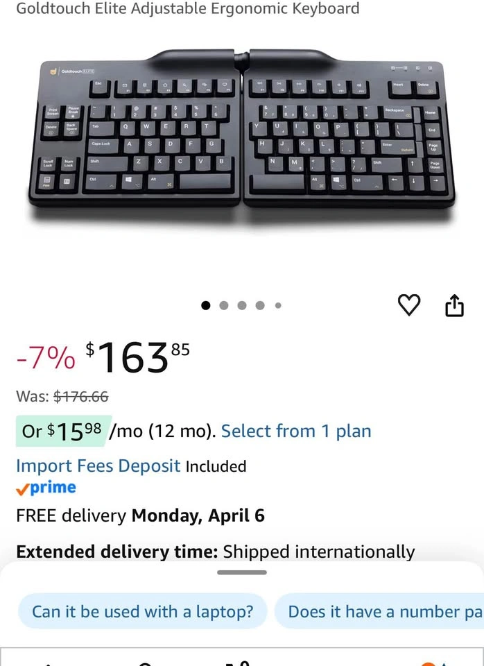 Goldtouch Elite Adjustable Ergonomic Keyboard - photo 2