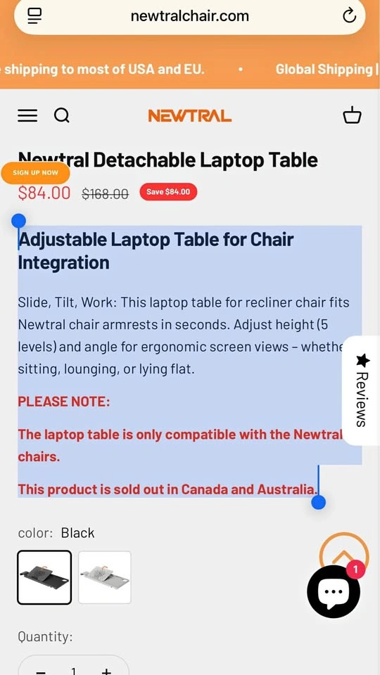 Newtral Detachable Laptop Table