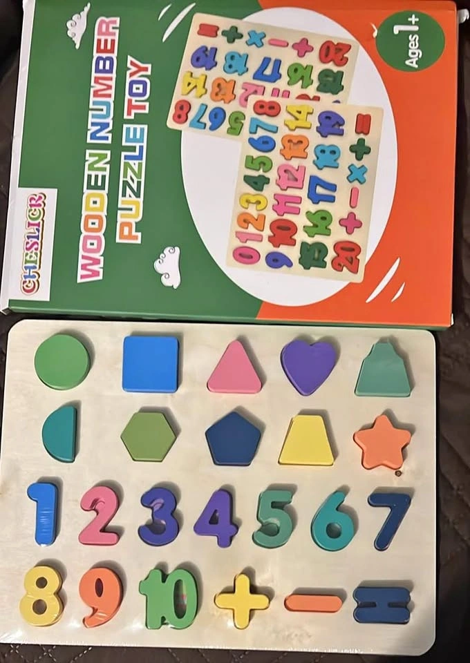 Wooden number and shapes puzzles for toddler