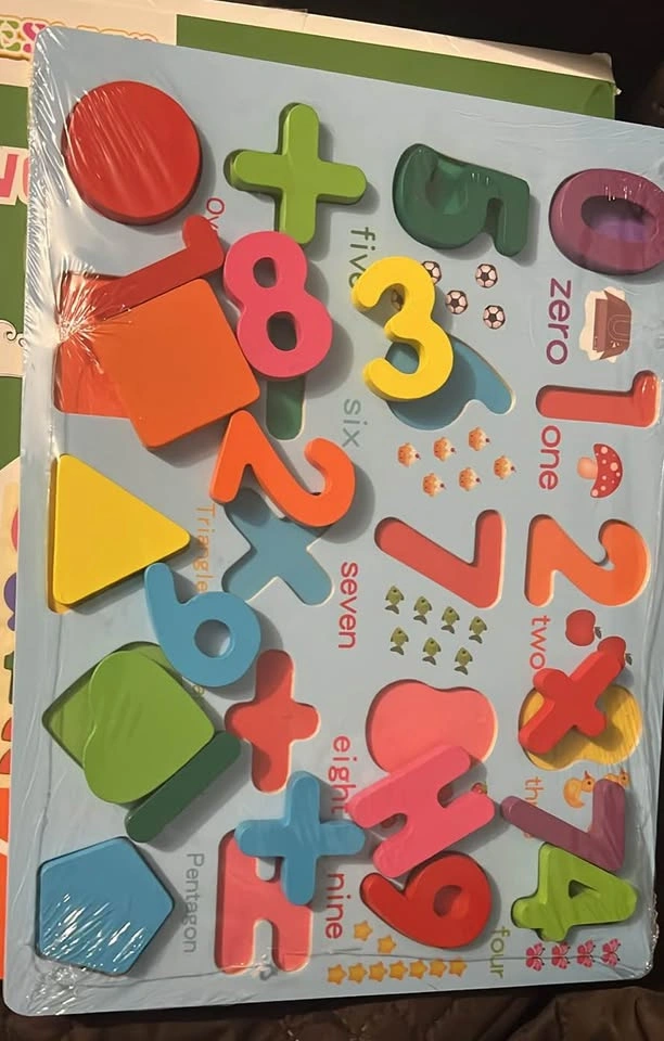 Wooden number and shapes puzzles for toddler - photo 2
