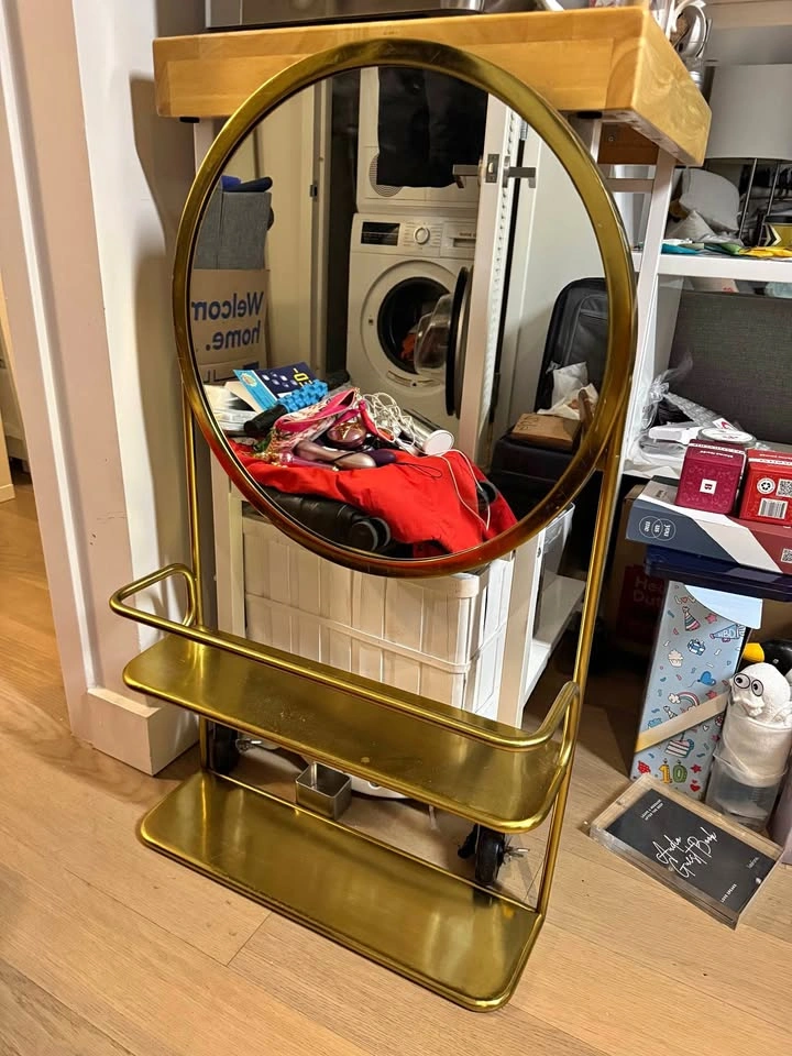 GOOD CONDITION - Brass Hallway Mirror 20 W x 36 H