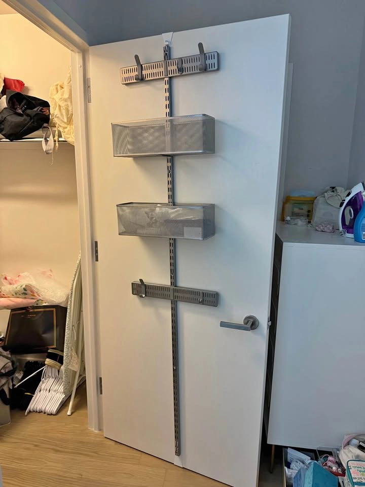 Container Store Elfa Utility Large Over the Door Rack Grey