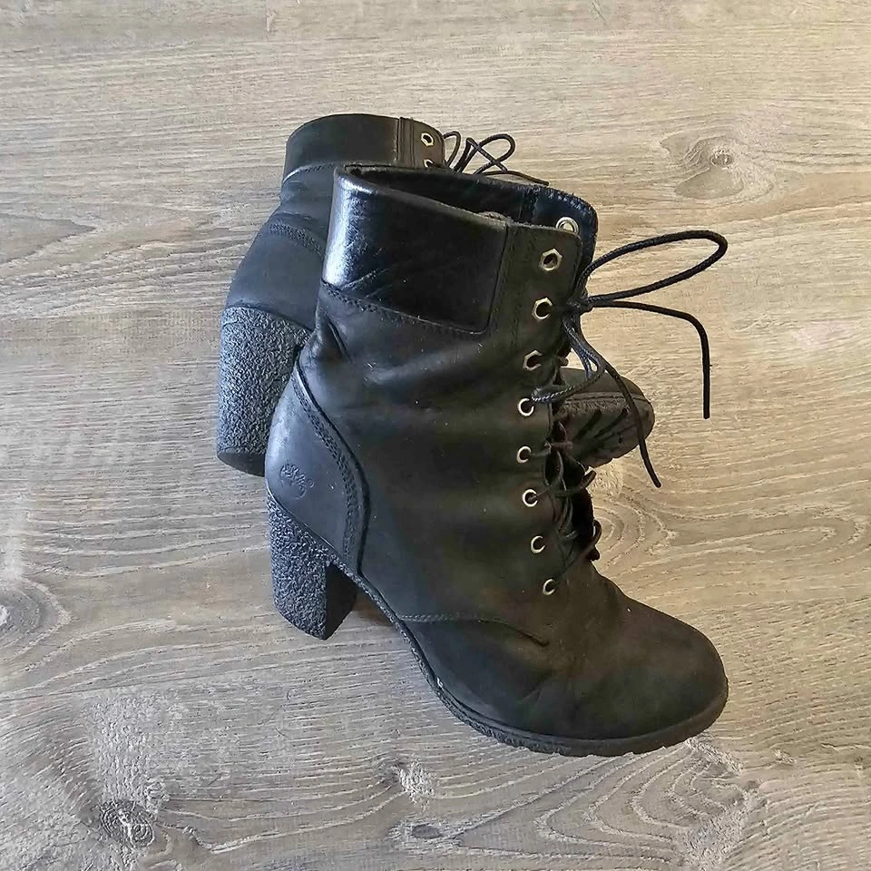 Timberland Black Heeled Ankle Boots Size 8