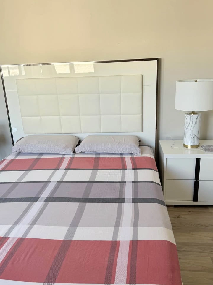 Modern White Queen Bed Frame - Upholstered Headboard - photo 4
