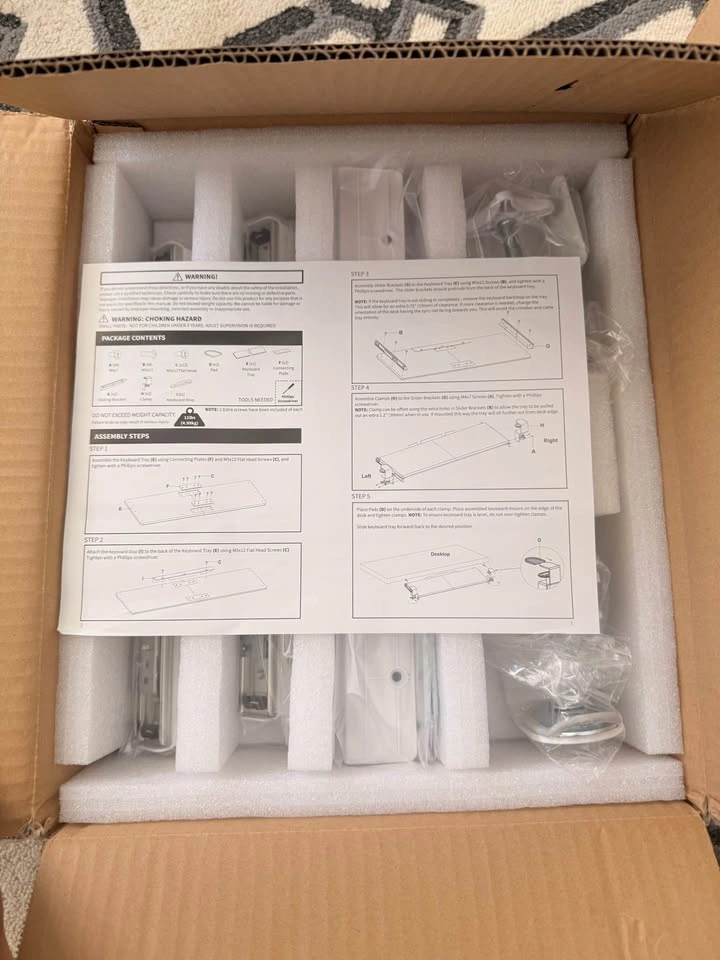 NEW VIVO Under Desk Keyboard Tray – White (still in box) - photo 2