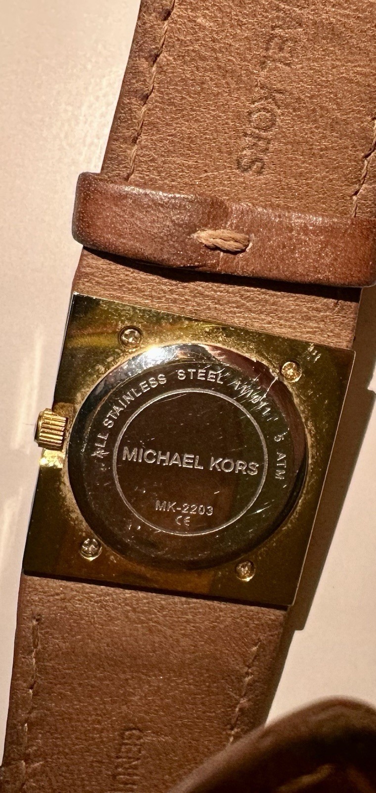 Michael Kors Square Gold Stainless Steel Brown Leather Watch MK- - photo 2
