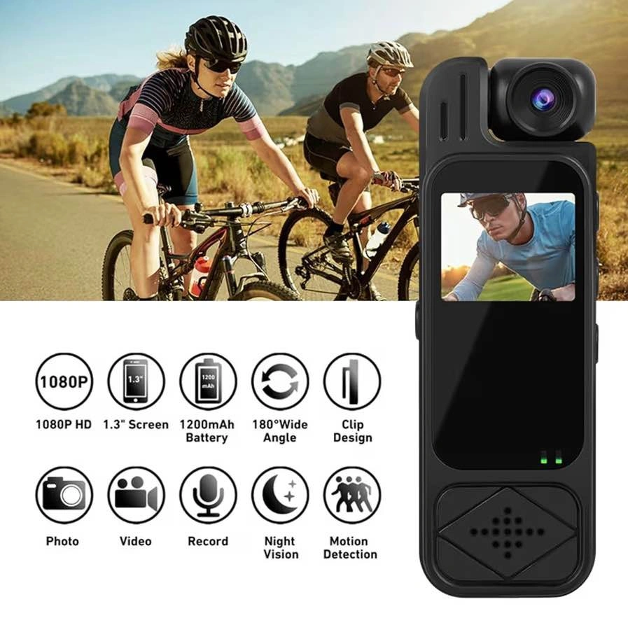 Mini Body Camera w/ 180° Rotating Lens, HD Night Vision, 128GB C - photo 2