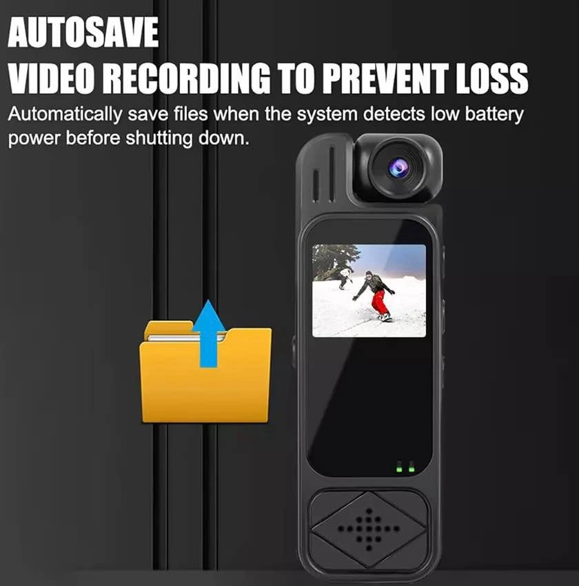 Mini Body Camera w/ 180° Rotating Lens, HD Night Vision, 128GB C - photo 5