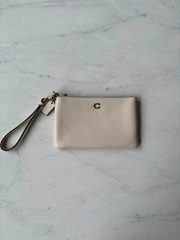 Beige Coach Wristlet
