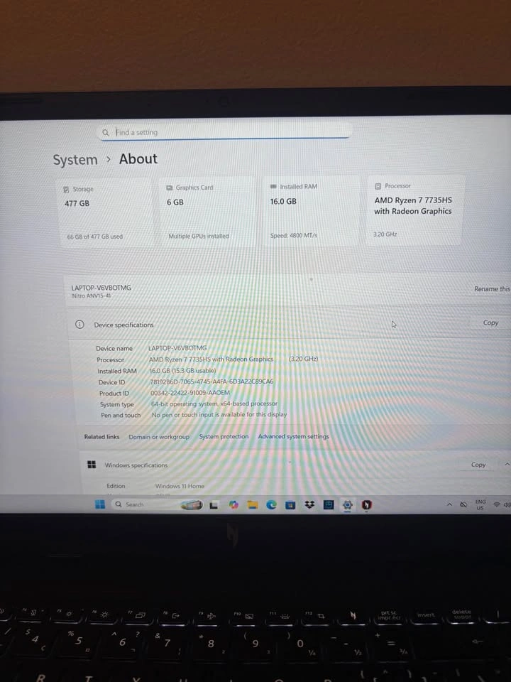🔥 Gaming Acer Nitro V15 Laptop - RTX 3050, Ryzen 7, 16GB RAM - photo 4