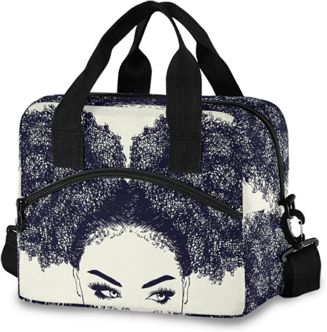 ALAZA African American Woman Curly Hair Lunch Bag