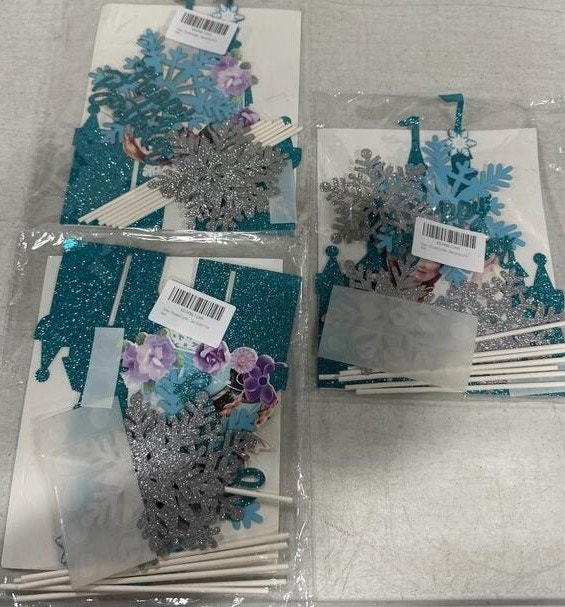 3 NEW Pkgs Frozen Castle Happy Birthday Decorations Photo Booth - photo 3