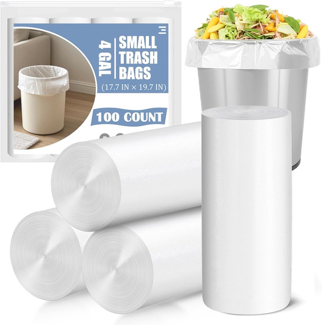 100 Count Small Trash Bags - 15L / 4 Gallon