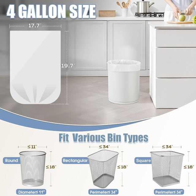 100 Count Small Trash Bags - 15L / 4 Gallon - photo 2