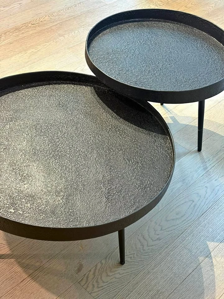 Black Metal Round Nesting Side Tables Set