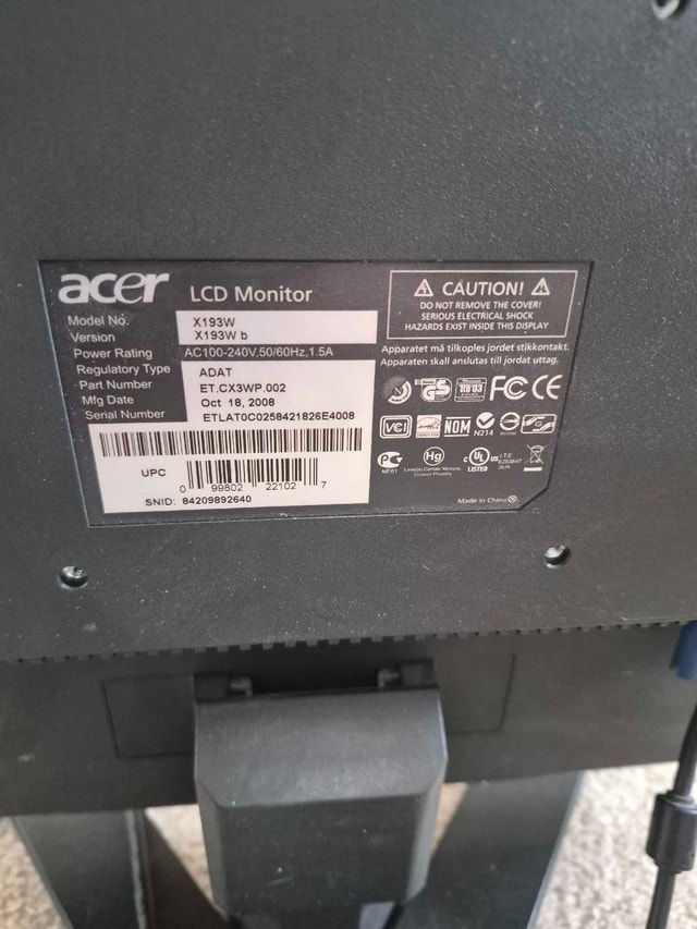 Acer Monitor X193W 19-inch LCD - photo 2