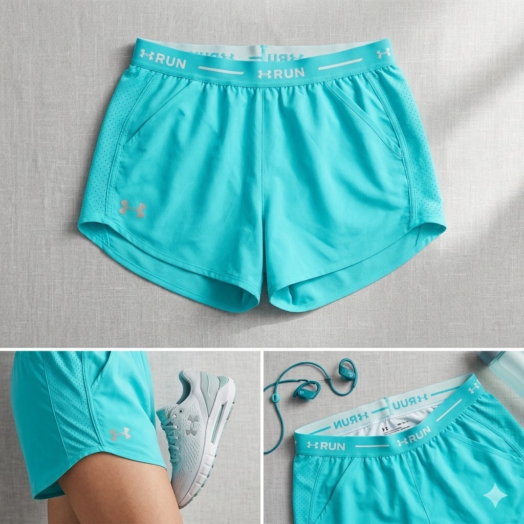 Under Armour HeatGear Fly-By Running Shorts Aqua Blue Women's Me