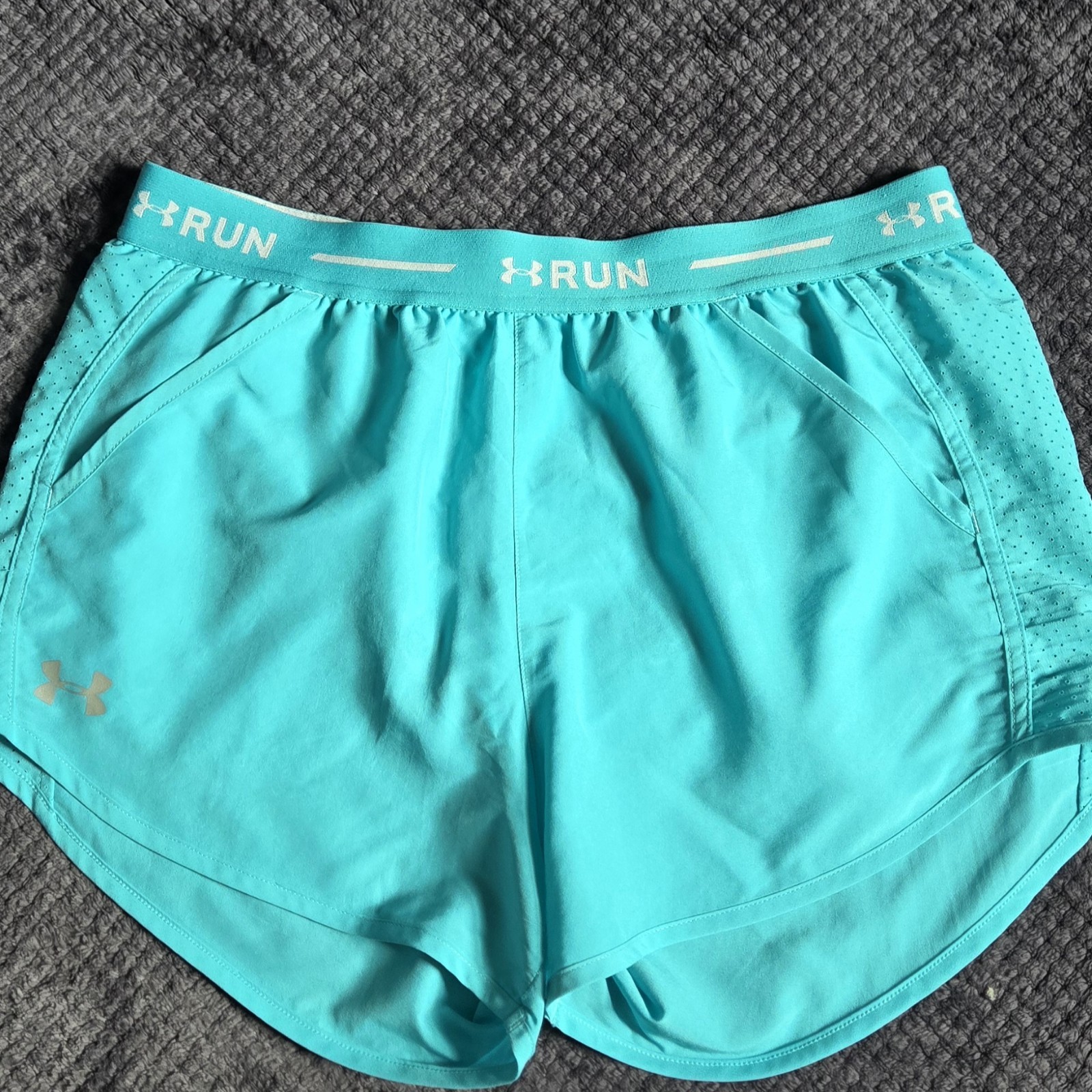 Under Armour HeatGear Fly-By Running Shorts Aqua Blue Women's Me - photo 4