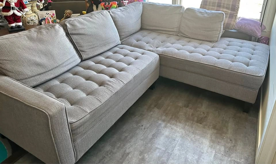L-shaped couch gray