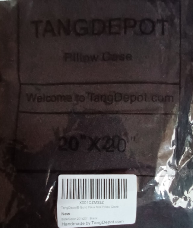 NEW TangDepot Black 20x20" Faux Silk Pillow Sham - photo 2