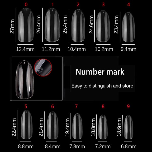 NEW 500 Pcs Oval Nail Tips for Acrylic Clear Fake Nails Full Cov - photo 3