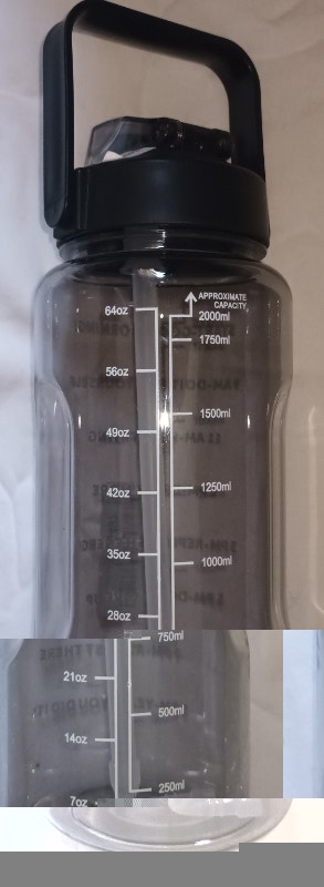 NEW Black Motivational 2 Liter Sports Water Bottle - photo 3