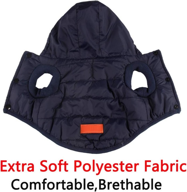 NEW Large Blue Fleece Lined Dog Hoodie Winter Coat - photo 2