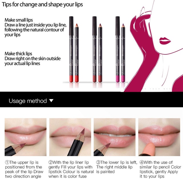 NEW 3 Ksndurn Lip Liner Pencil / Lipstick Waterproof