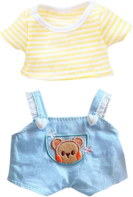 Niannyyhouse 20cm Plushie Doll Clothes Bear Overalls