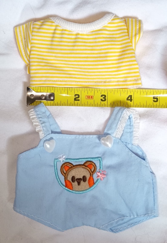Niannyyhouse 20cm Plushie Doll Clothes Bear Overalls - photo 3