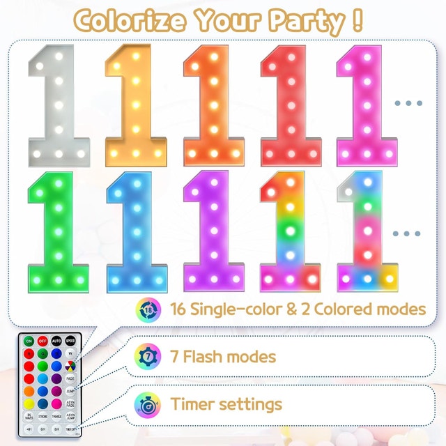 NEW Marquee Numbers 1 & 3, 4FT Light Up, 16 Colors - photo 3