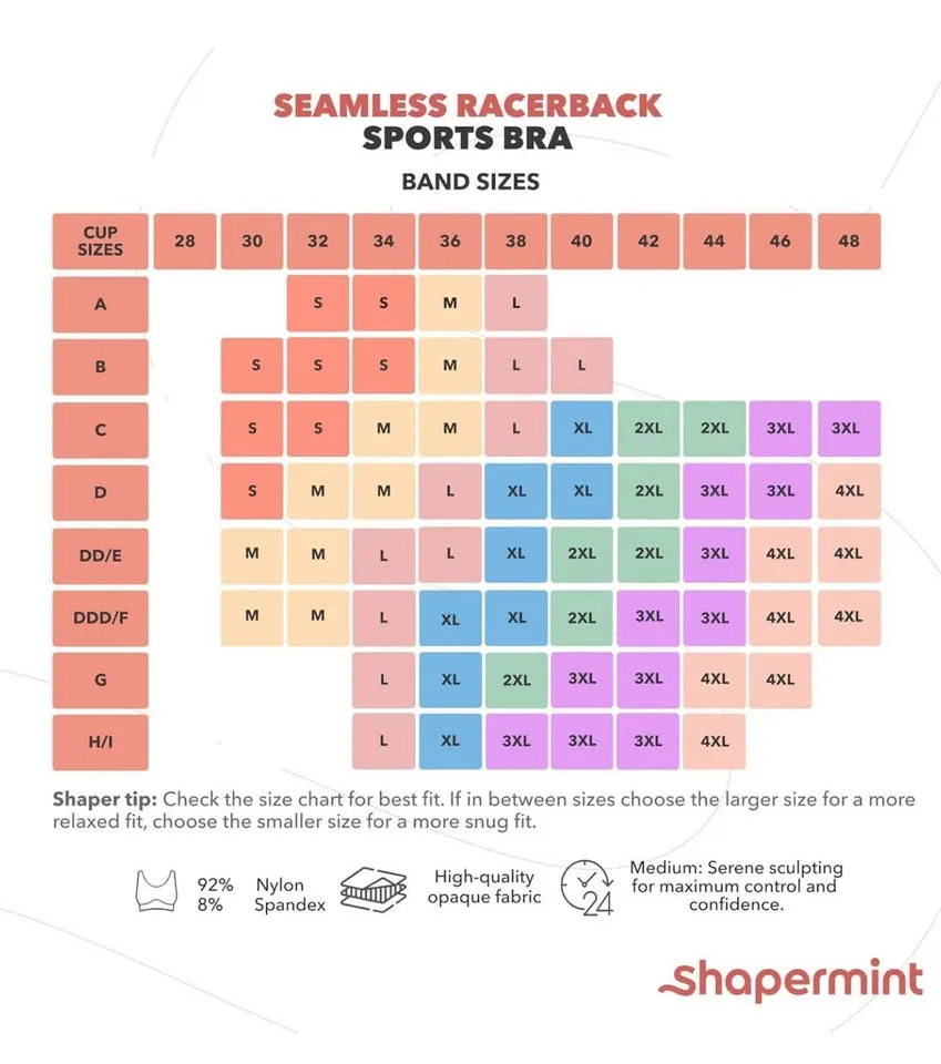 TRUEKIND Seamless Racerback Sports Bra 3XL image indicator(3)