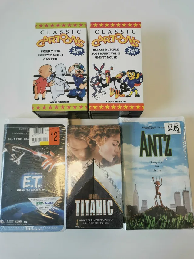 Five Vintage VHS Movies Three Unopened thumbnail