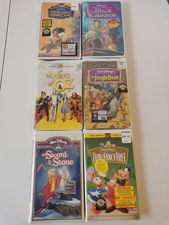 Walt Disney VHS New in Original Packaging Six Movies thumbnail