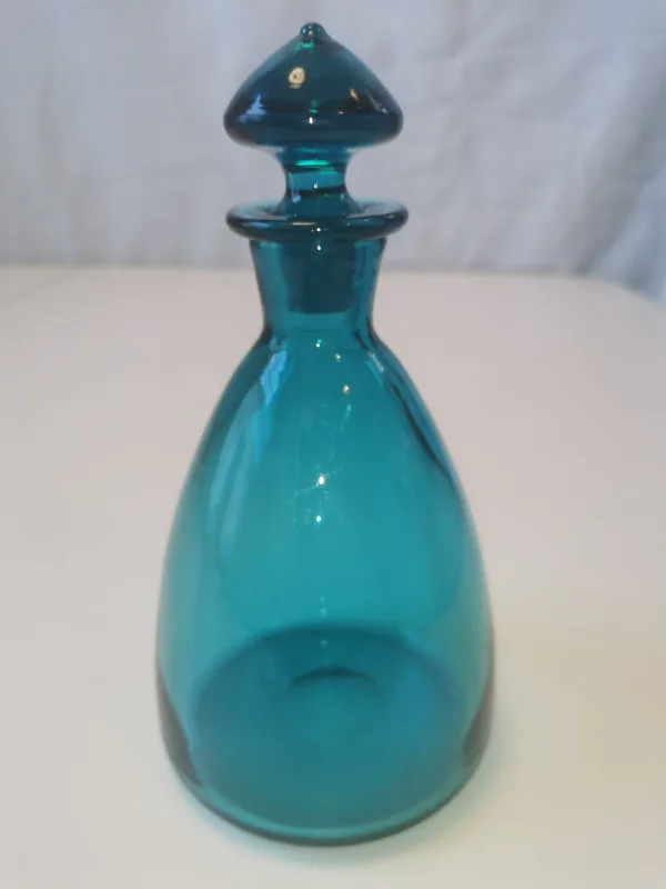 Decanter Light Blue Blown Glass Vintage Stylish thumbnail