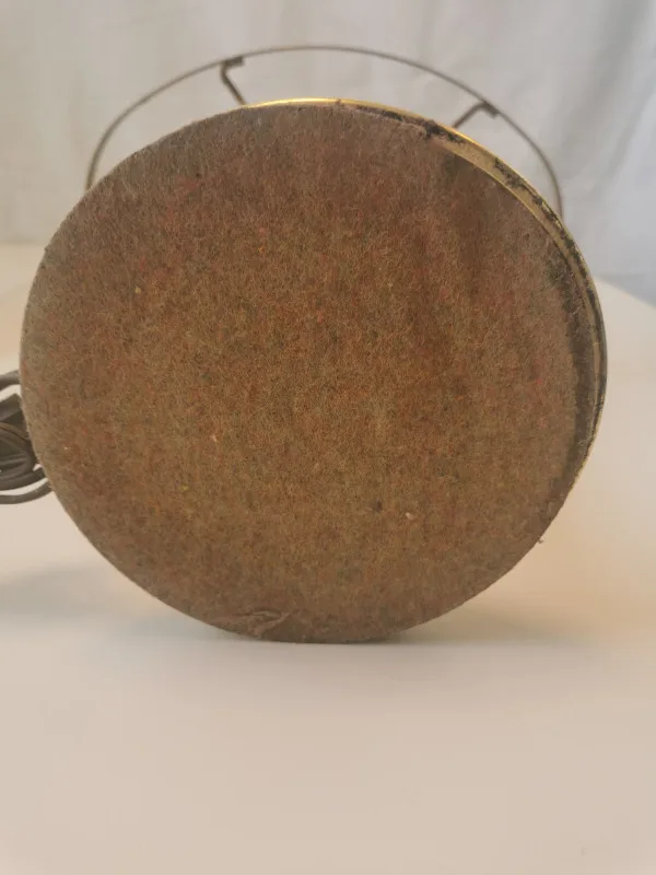 Table Lamp Milk Glass Ribbed Shade Brass Base Vintage image indicator(9)