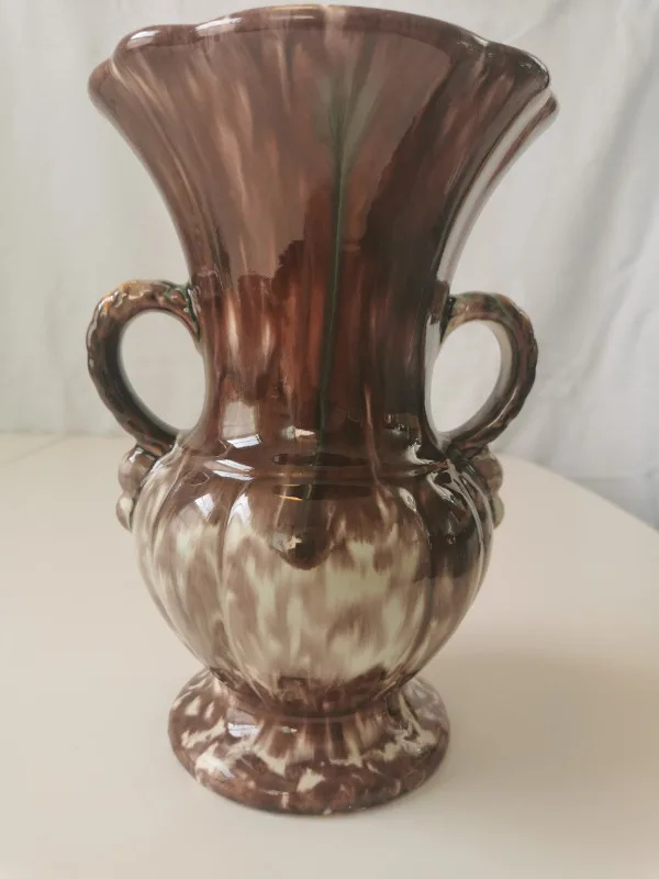 Drip Glaze MCM Ornate Double Handled 1960s Vintage thumbnail