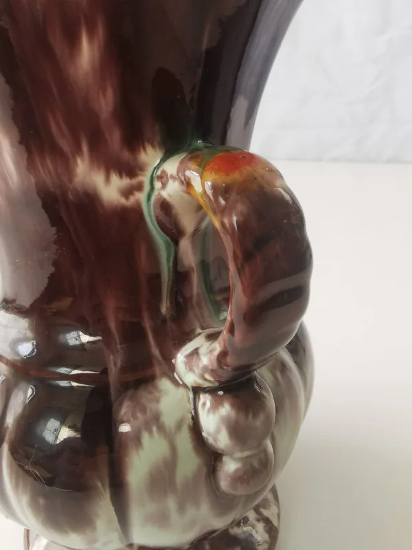 Drip Glaze MCM Ornate Double Handled 1960s Vintage image indicator(6)