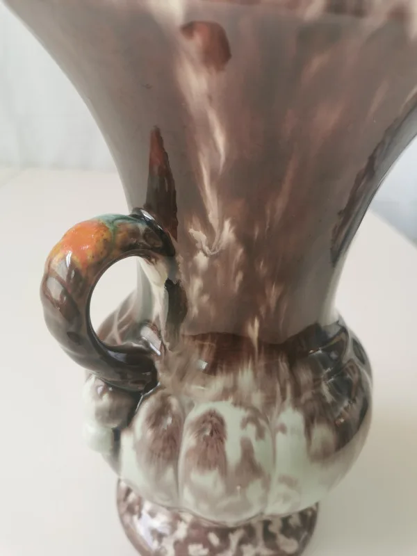 Drip Glaze MCM Ornate Double Handled 1960s Vintage image indicator(7)