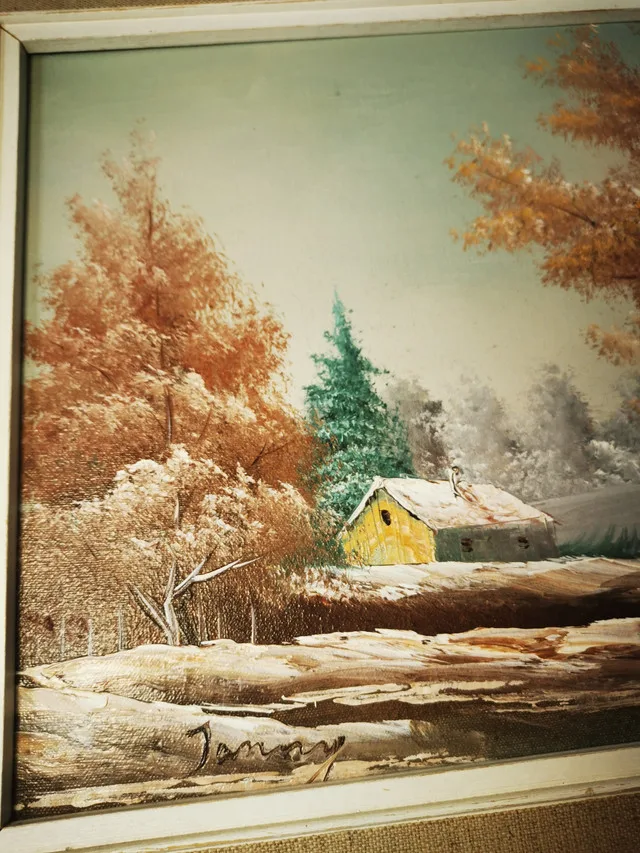 Oil Painting Countryside Landscape Signed Vintage image indicator(6)