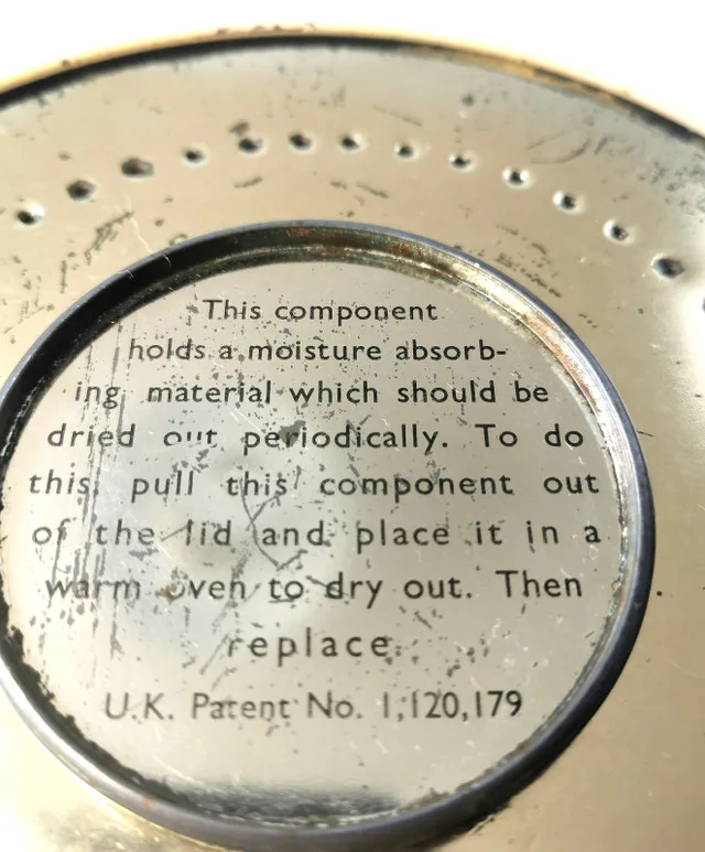 Biscuit Tin Vintage Kate Greenaway UK Moisture-Control Lid Pat. image indicator(4)