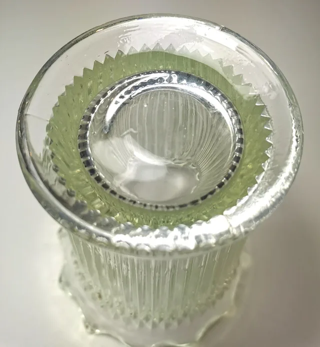 GLASS VASE classic design vertical ribbing adds texture vintage image indicator(7)