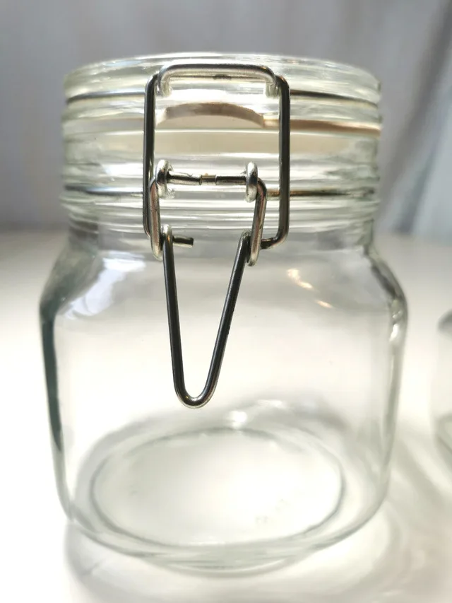 Two clear glass jars with hinged metal clasps image indicator(6)