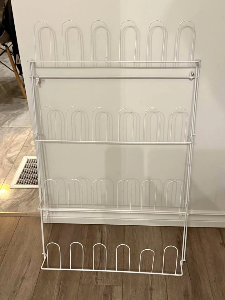 Wall-Mount Shoe Rack – White Metal Organizer
