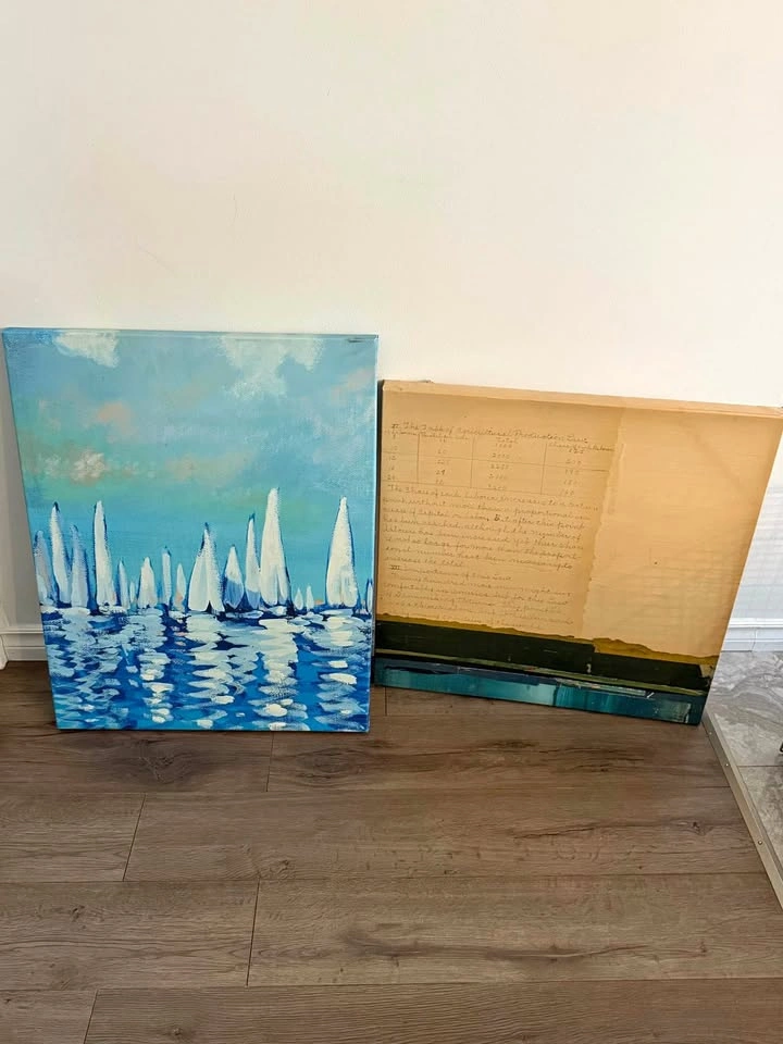 Set of 2 Canvas Paintings – Coastal / Abstract Art