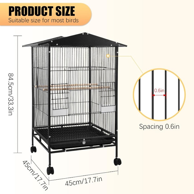 RUN.SE 30-Inch Black Wrought Iron Birdcage Standing Flight Bird - photo 2