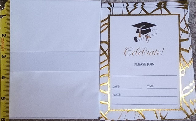 NEW Celebrate! Graduation Black & Gold Invitations & Envelopes