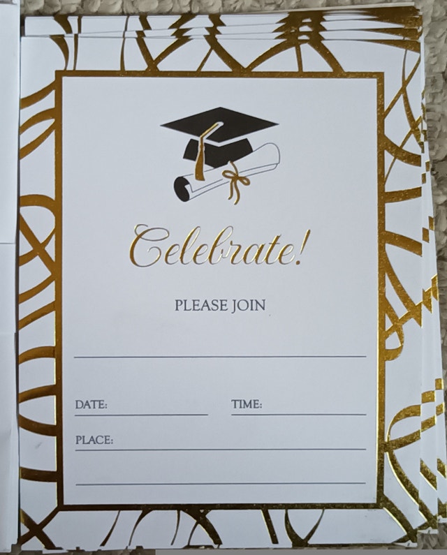 NEW Celebrate! Graduation Black & Gold Invitations & Envelopes - photo 2